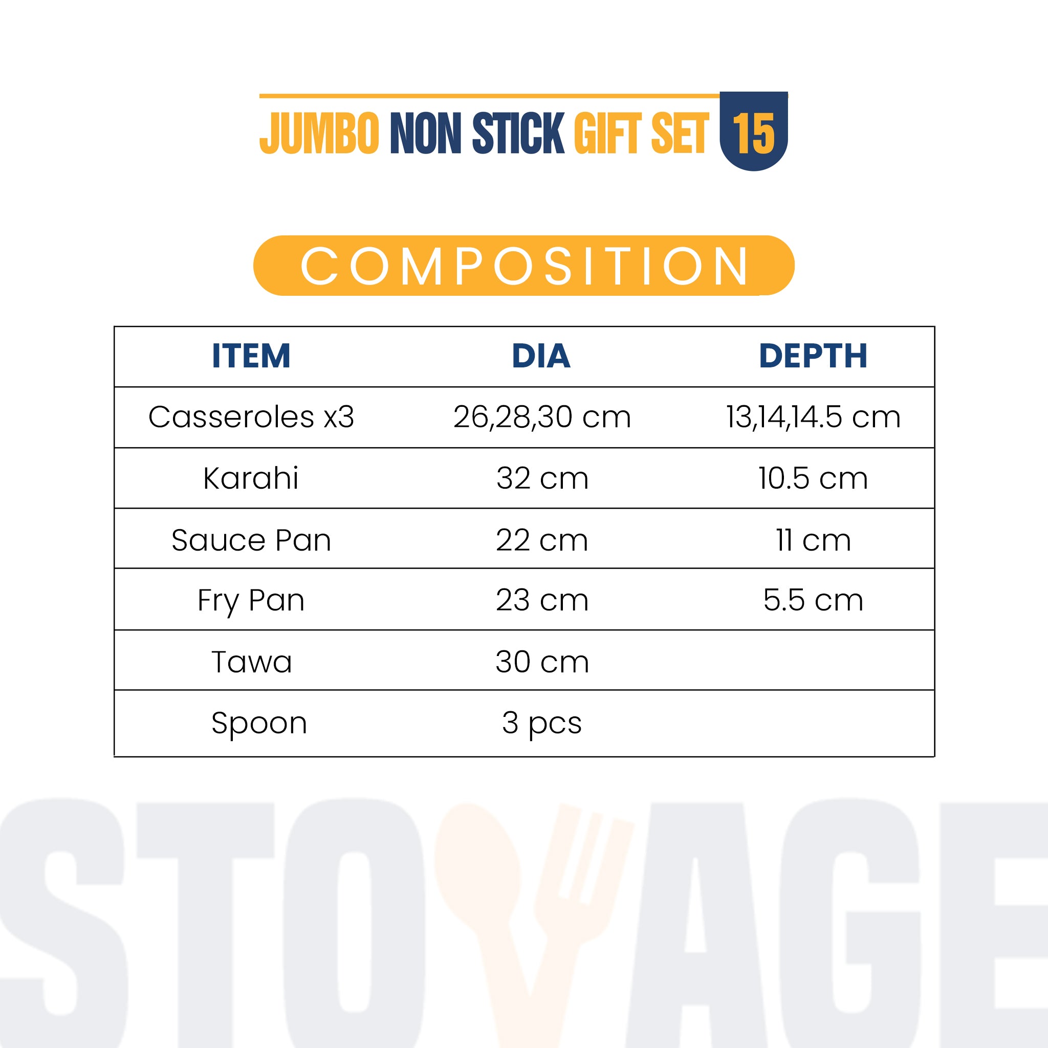 Nonstick 15 pcs Jumbo Set